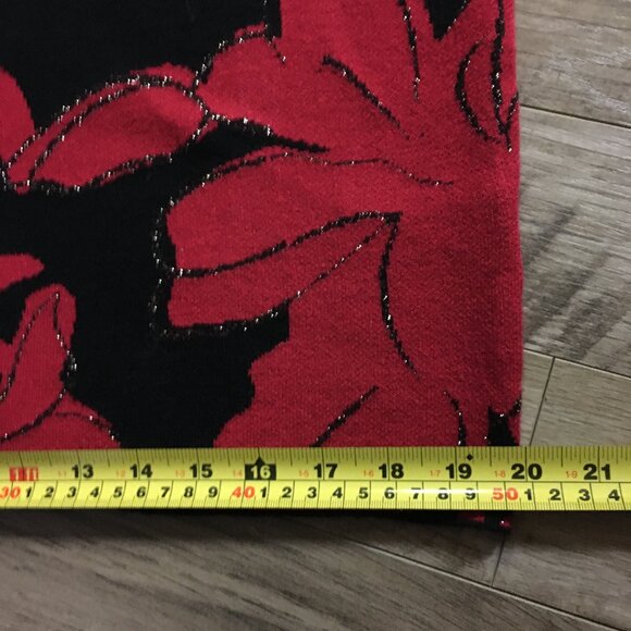 Tahari Christmas Carnation Red and Black Mockneck Sweater - Picture 9 of 13